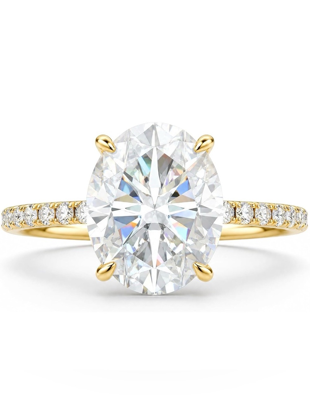 5 CT Oval Moissanite Engagement Ring D VVS1 925 Sterling Silver 18K Gold